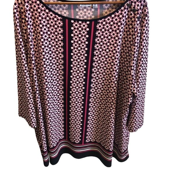 Croft & Barrow 3/4 length sleeve pink, black and white tunic - Picture 1 of 8